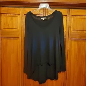 Express, Black, Hi-Lo Long Sleeve Shirt, Size Small.